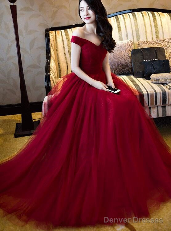 Beautiful Long Sweetheart Off Shoulder Party Dress, Tulle Prom Dress Main image