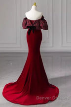 Beautiful Mermaid Off The Shoulder Long Red Prom Dress