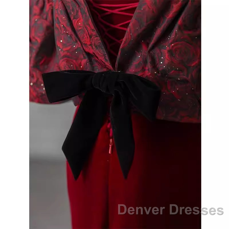 Beautiful Mermaid Off The Shoulder Long Red Prom Dress