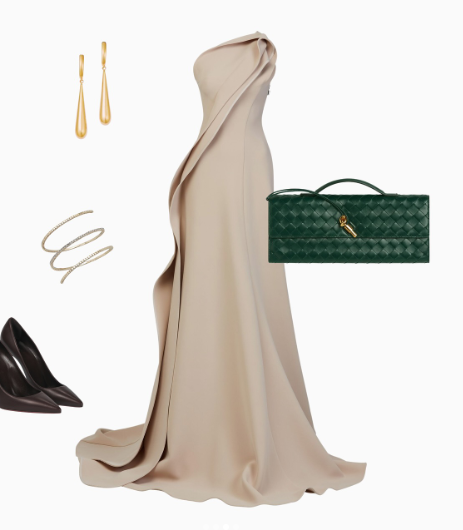 Beautiful Mermaid One Shoulder Champagne Long Satin Party Dress Prom Dress Secondary image