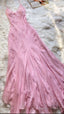 Beautiful Mermaid Prom Gown Pink Chiffon Beads Prom Dresses