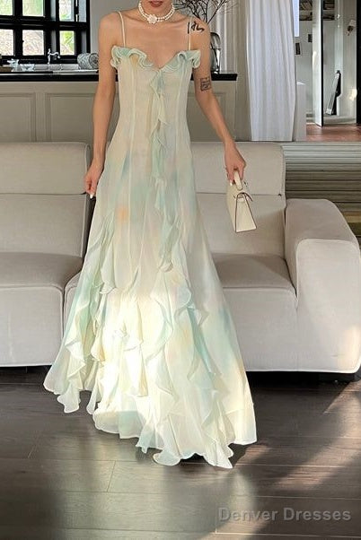 Beautiful Mermaid Spaghetti Straps Green Long Party Dresses Prom Dress Secondary image