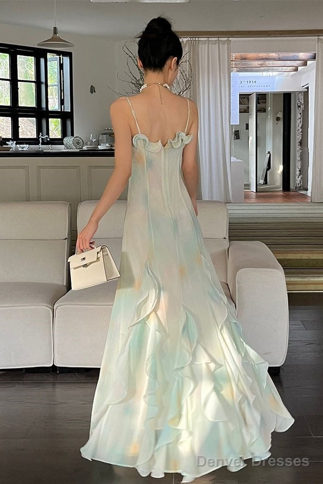 Beautiful Mermaid Spaghetti Straps Green Long Party Dresses Prom Dress