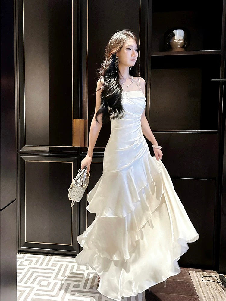 Beautiful Mermaid Spaghetti Straps Ivory Long Party Dress Prom Dress Secondary image