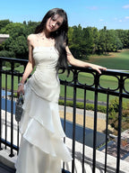 Beautiful Mermaid Spaghetti Straps Ivory Long Party Dress Prom Dress