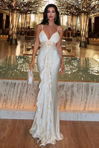 Beautiful Mermaid Spaghetti Straps Satin Long Party Dress Prom Dress