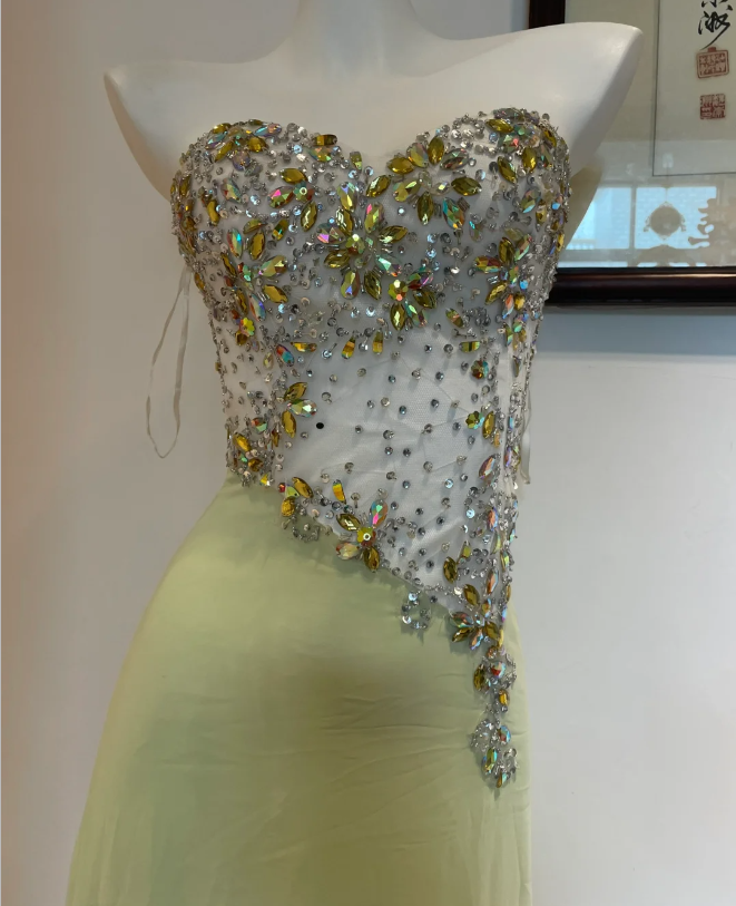 Beautiful Mermaid Sweetheart Neckline Rhinestone Chiffon Long Prom Dress Evening Dress