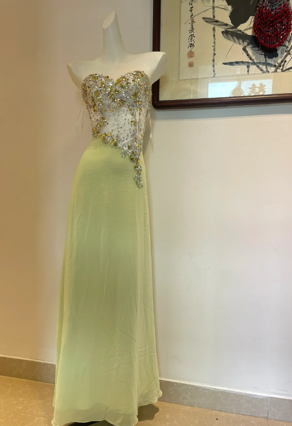 Beautiful Mermaid Sweetheart Neckline Rhinestone Chiffon Long Prom Dress Evening Dress Main image
