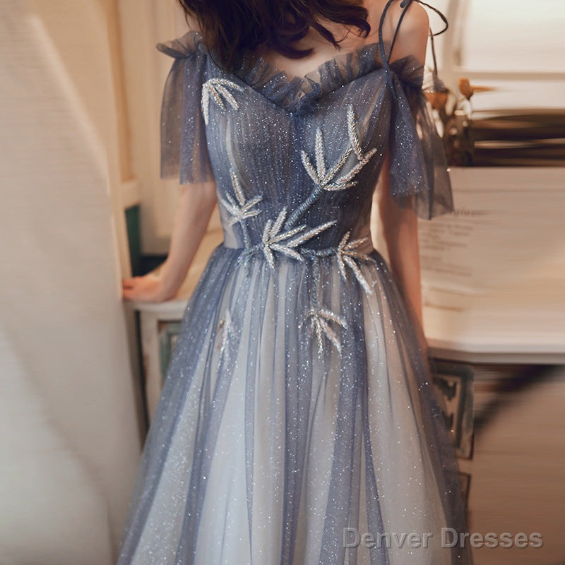 Beautiful Off Shoulder Gradient Shiny Tulle Party Dress, A-Line Tulle Prom Dresses Secondary image