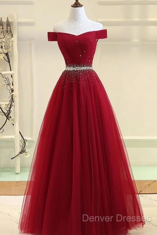 Beautiful Off Shoulder Long Formal Dress, Beaded Party Dress