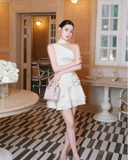 Beautiful One Shoulder Satin Pleated A Line Homecoming Dress