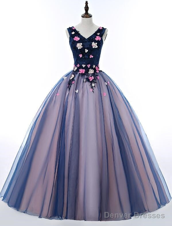 Beautiful Pink And Blue Organza Long Party Dress, Sweet 16 Gown
