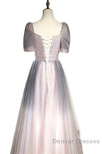 Beautiful Pink Gradient Beaded Sweetheart Long Prom Dress, Tulle Evening Dress