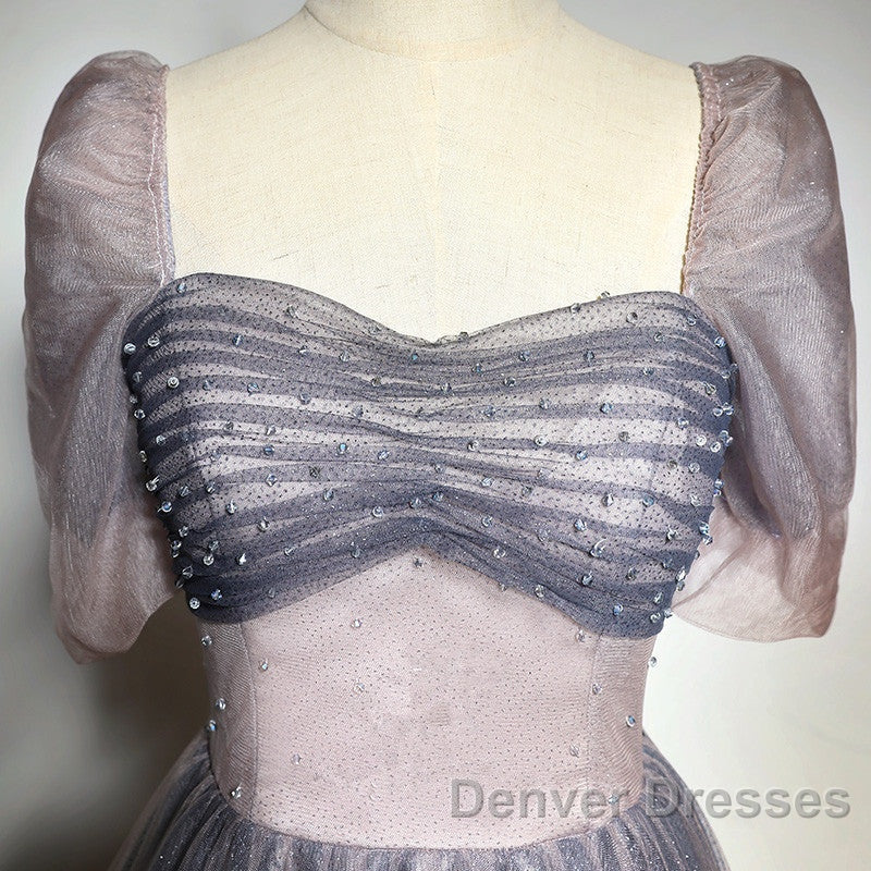 Beautiful Pink Gradient Beaded Sweetheart Long Prom Dress, Tulle Evening Dress