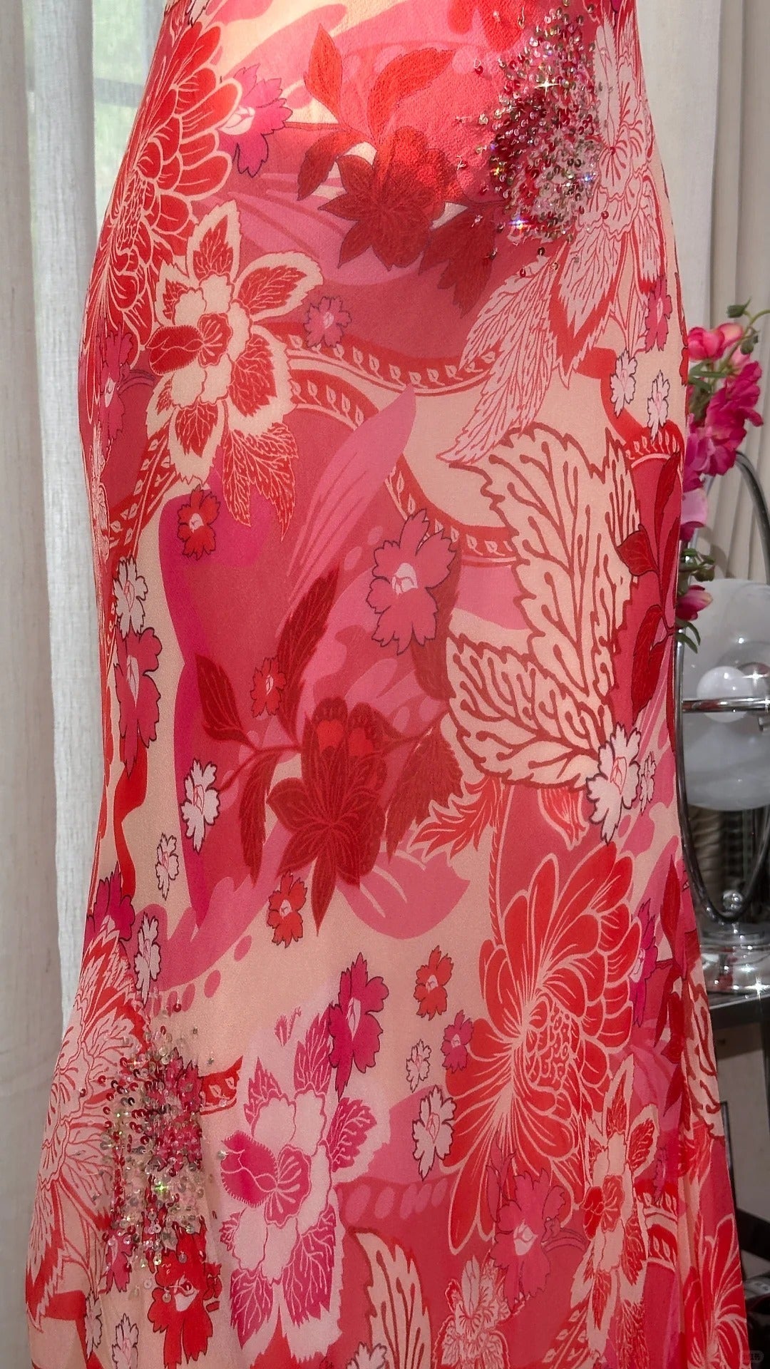 Beautiful Printed V-Neck Strapless Chiffon Mermaid Prom Dress