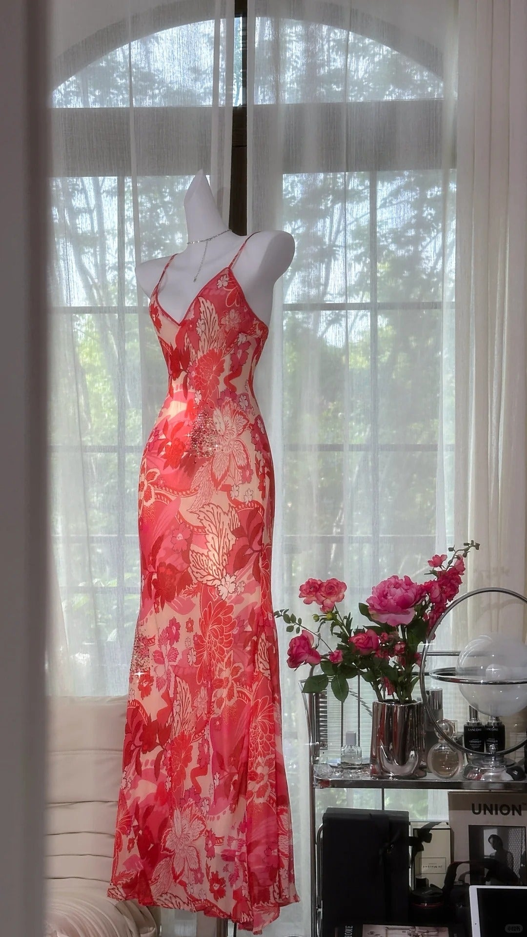 Beautiful Printed V-Neck Strapless Chiffon Mermaid Prom Dress Main image