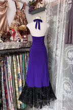 Beautiful Purple V-Neck Lace Mermaid Long Prom Dress Backless Birthday Party Dress