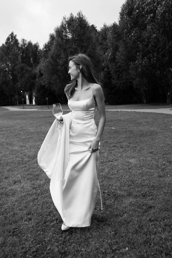 Beautiful Sheath Straps Long White Prom Dress Evening Dress