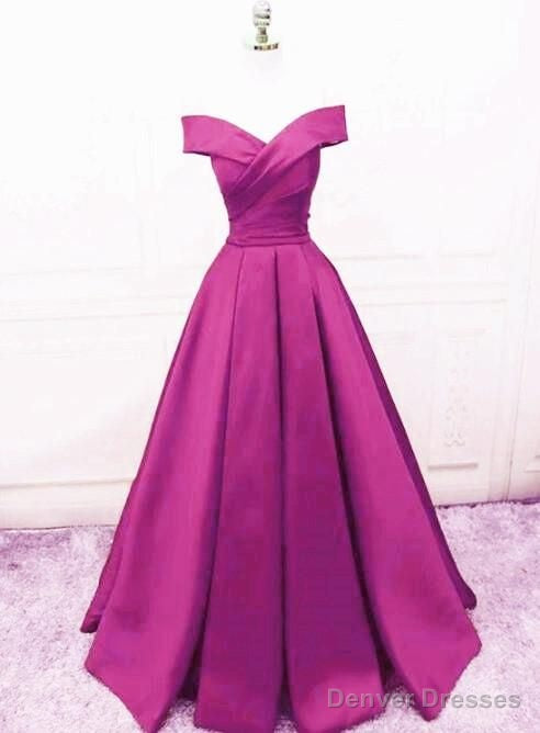 Beautiful Simple Off Shoulder Satin Sweetheart Party Dress, A-Line Prom Dress Main image