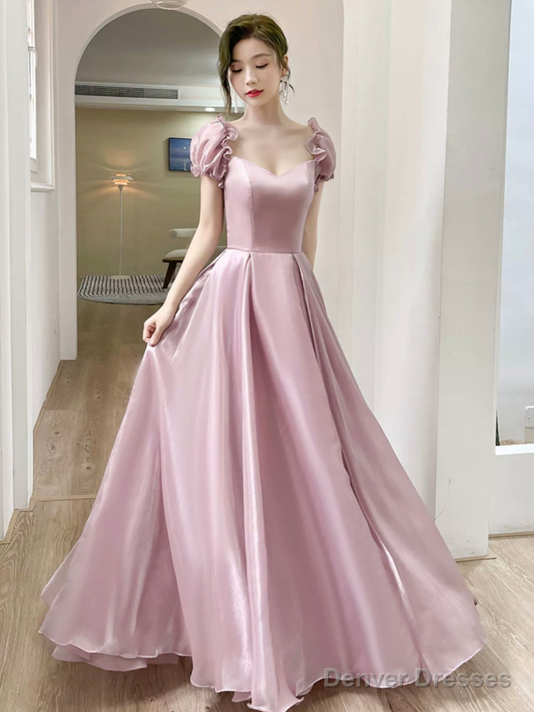 Beautiful Soft Pink Long Party Dress, Tulle A-Line Evening Prom Dress Main image