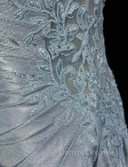 Beautiful Spaghetti Strap Mermaid Glitter Satin Long Prom Backless Applique Evening Gown Simple Wedding Dress