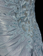 Beautiful Spaghetti Strap Mermaid Glitter Satin Long Prom Backless Applique Evening Gown Simple Wedding Dress