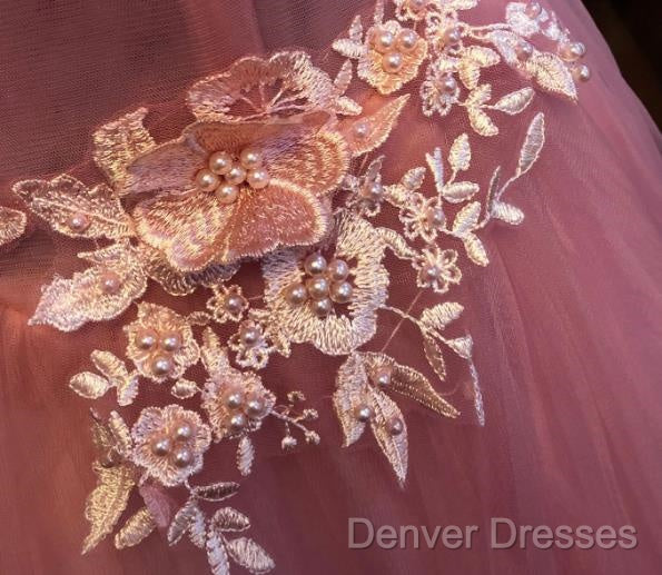 Beautiful Sweetheart Pink Tulle Party Dress, Pink Formal Dress