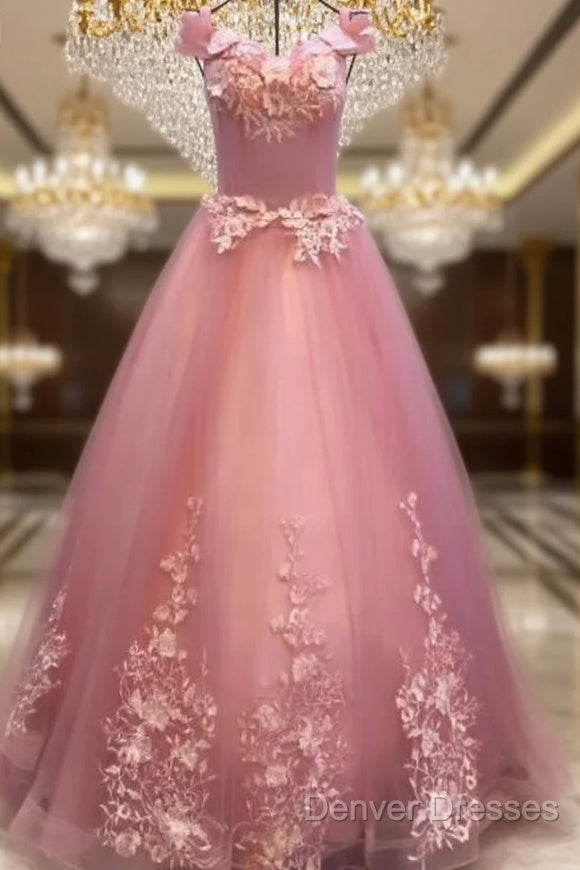 Beautiful Sweetheart Pink Tulle Party Dress, Pink Formal Dress Main image