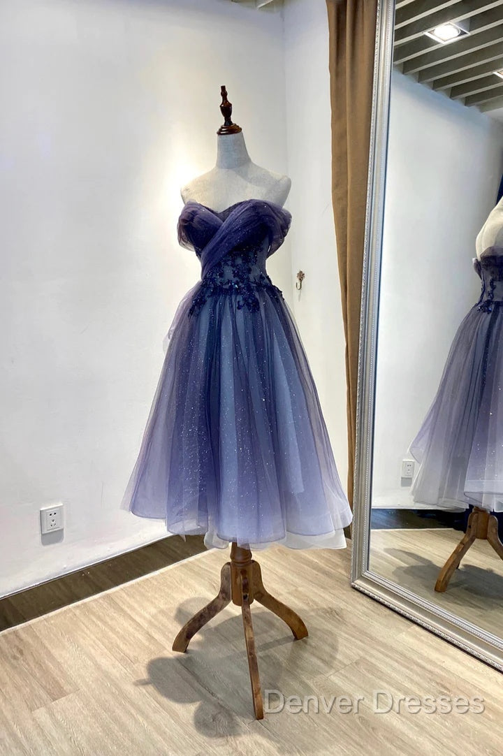 Beautiful Sweetheart Tulle With Lace Short Prom Dress, Purple Homecoming Dress Secondary image
