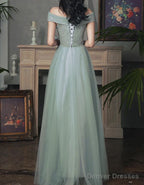 Beautiful Tulle A-Line Floor Length Evening Dresses Party Dress, Tulle Party Dress With Lace