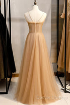 Beautiful Tulle Beaded Sweetheart Party Dress, A-Line Tulle Floor Length Prom Dress