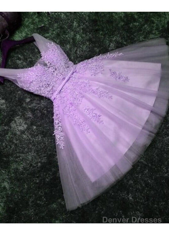 Beautiful V-Neckline Party Dress, Tulle Formal Dresses With Applique For Senior Prom Party Main image