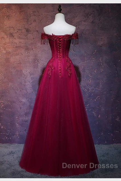 Beautiful Wine Red Tulle Sweetheart Long Prom Dress A-Line Party Dress Elegant Evening Dress Secondary image