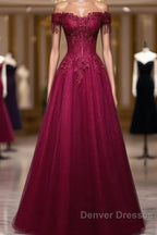 Beautiful Wine Red Tulle Sweetheart Long Prom Dress A-Line Party Dress Elegant Evening Dress