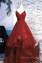 Beautiful Wine Red Velvet Straps V-Neckline Party Dress Prom Dress, Long Evening Dress