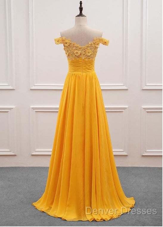 Beautiful Yellow Off Shoulder Long Party Dress, Sweetheart Formal Dress Secondary image