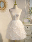 Beige Tulle Short Prom Dress, Mini/Short Beige Homecoming Dress