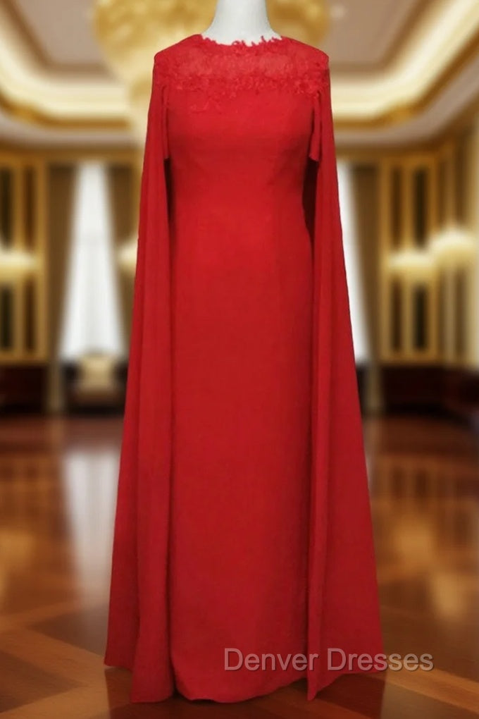 Best Long Evening Dress With Cape Mother of the Bride Dress Formal Dress Main image