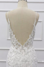 Best Spaghetti Strap Appliques Mermaid Wedding Dress