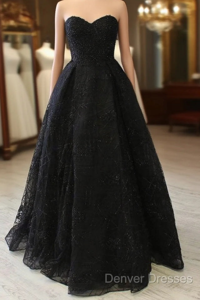 Black A Line Prom Dress Beaded Formal Evening Gown H4038 Main image