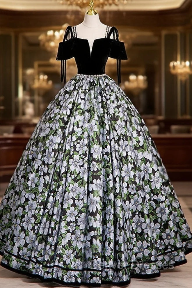 Black A-Line Satin Long Prom Dress, Black Long Evening Dress Main image