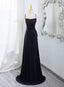 Black And Burgundy Scoop Straps Lace-Up Long Party Dress, Simple Long Prom Dress