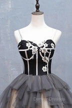 Black and Champagne Sweetheart Short Formal Dress Party Dress, Short Homecoming Dress