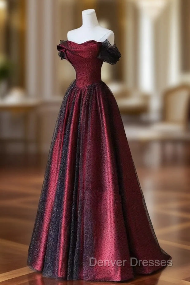 Black and Red Long Prom Dress Formal Evening Gown Main image
