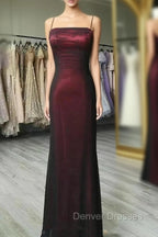 Black and Red Square Neckline Party Dress, Black and Red Long Prom Dress
