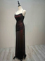 Black And Red Straps Long Simple Party Dress, Black And Red Prom Dress