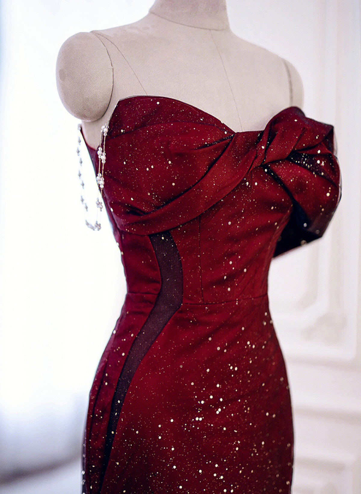 Black And Red Sweetheart Mermaid Long Formal Dress, Black And Red Evening Dress Secondary image