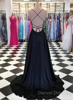 Black And Royal Blue Prom Dress, Evening Gown, Graduation School Party Dress, Winter Formal Dress