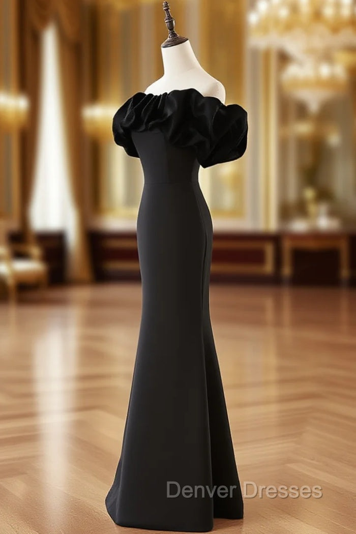 Black and White Mermaid Long Off Shoulder Party Dress, Long Evening Dress Prom Dress