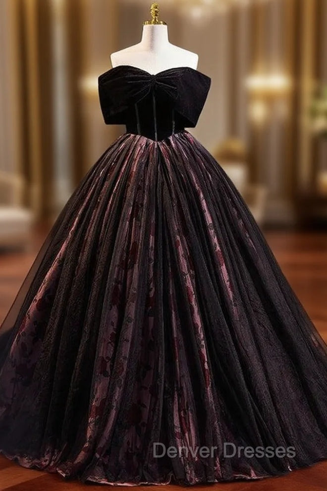Black Ball Gown Off the Shoulder Prom Dress Main image
